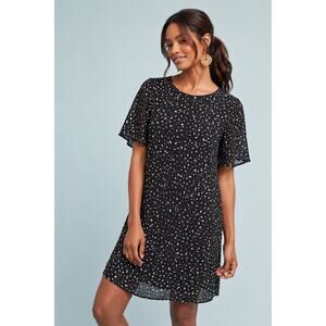 Anthropologie Cloth & Stone Sweetheart Tunic Dress Black Ivory Indie Size Small
